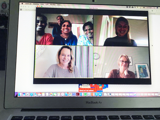 Laptop video call with Home of Hope colleagues in Sri Lanka and the Netherlands